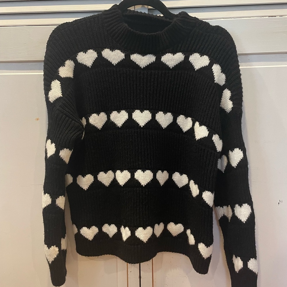 Black and White Heart Sweater